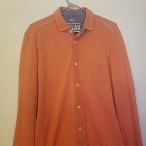 Tommy Bahama Mens Small Orange Island Modern Fit Button Down LS Shirt